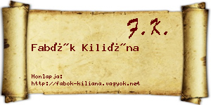 Fabók Kiliána névjegykártya